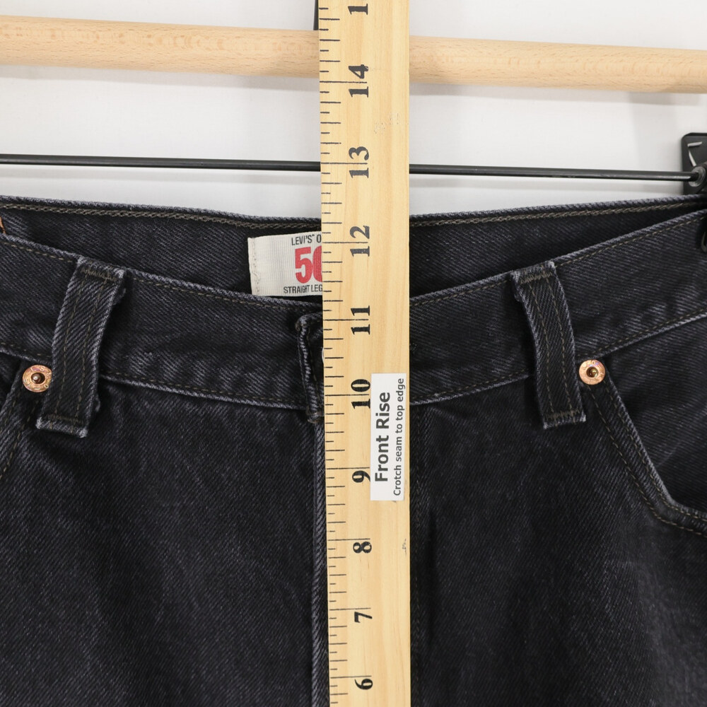 Levis 501 Jeans Mens 36x32 Black Straight Leg Button Fly Denim Original Fit - Picture 7 of 13